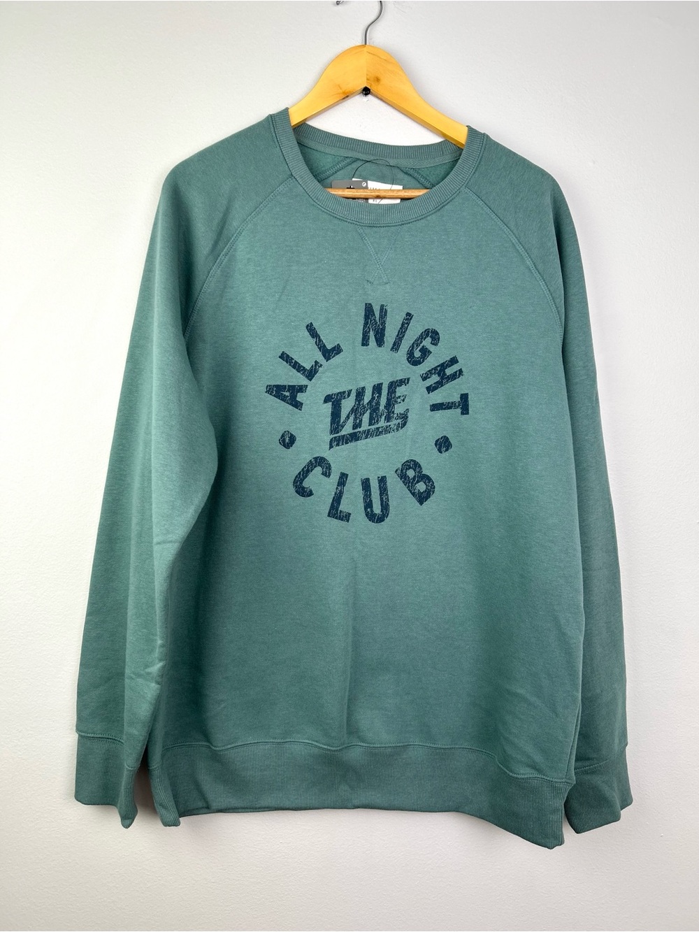 Primark unisex Green 'All Night Club' Graphic Crewneck Sweatshirt XL fleece NEW